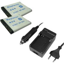 Trade-shop - set-angebot: 2x Kamera Li-Ion Akku + Akku Ladegerät mit kfz Adapter für Sony Cybershot DSC-WX150 DSC-WX9 DSC-WX60 DSC-T100D DSC-QX10