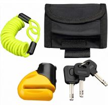 Antivol bloque disque jaune avec câble de rappel clé avec lumière led clés de rechange Cadenas antivol moto vélo