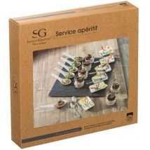 Secret De Gourmet - Set aperitivo 25 piezas con base de pizarra