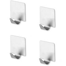 Set appendini adesivi quadrati in acciaio satinato 4 pezzi