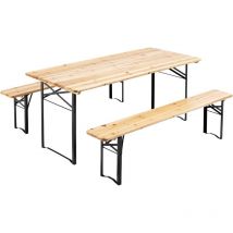 Set aus 177 cm Biertisch und 2 Bänken aus Holz Braun