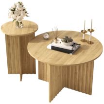 Set Aus 2 Couchtischen – Runde Tischplatte – Holzoptik – Mdf + Spanplatte – Natur