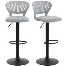 Set Aus 2 Drehbaren Barhockern (360°), Höhenverstellbar Von 84 Bis 105 Cm, Mit Hohler Rückenlehne Und Fußstütze, Grau