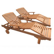 Faltbare Sonnenliege aus Tropenholz 'Singapour' - Maple - Hellbraun - 2er-Set