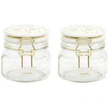 Set aus 2 Glasgefäßen Keramikdeckel