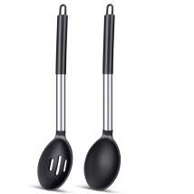 Set Aus 2 Großen Silikon-küchenlöffeln, Robuste Und Antihaftbeschichtete Löffel Zum Braten, Hitzebeständige Küchenutensilien Zum Mischen, Servieren, 