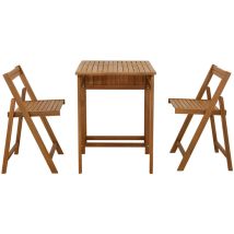 Set Aus 2 Klappstühlen Und 1 Klappbaren Balkontisch Mit Stauraum Aus Massivholz Prado