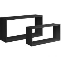 2er-set Wandregal Rechteckige Würfel, Modernes Regal Bislungo - Schwarz