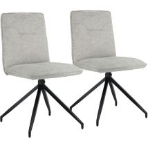 HAPPY GARDEN 2er Set Esszimmerstühle aus beigem Polyester – Höhe 85cm – Sitzfläche 44x48cm – Max. Gewicht 120kg