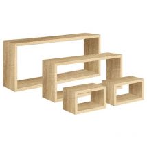 Rechteckiger 4er set wandregal mod. Merlino farbe eiche sagerau