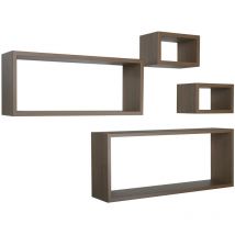 Rechteckiger 4er set wandregal mod. Merlino farbe eiche tabak