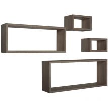 Rechteckiger 4er set wandregal mod. Merlino farbe nussbaum gesägt