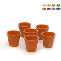 Set Aus 6 Bunten Kaffeebechern 11 Cl Aus Steingut Accartocciato Kaleidos - Orange