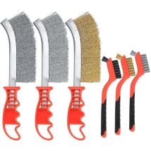 Set Aus 6 Metallbürsten Aus Edelstahl, Messing, Kohlenstoff, Nylon, Reinigungsbürsten Für Schweißschlacke, Rostentfernung, Staub, 3 Große + 3 Kleine