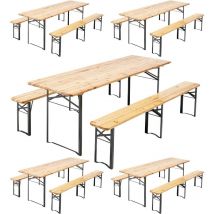 Set aus Biertisch und Bänken aus Holz von 220 cm - 5er-Set Braun