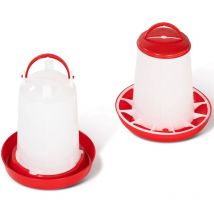 Set aus Futtertrog 3 kg und Tränke 3L für Hühner und Geflügel