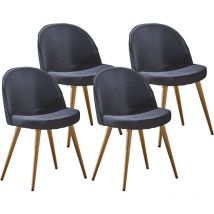 HOBAG – Set aus 4 skandinavischen Stühlen – Schwarz – Stoff/Buchenholzbeine – 52 x 51 x 82 cm – Sitzhöhe 54 cm