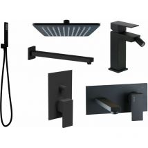 Set bagno nero opaco kit doccia quadro Ponsi Italia r KITITALIAR6NO