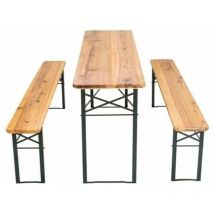 Set birreria tavolo + 2 panche in legno naturale richiudibile 200X60 cm 4F