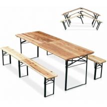 Wood Decor - Set birreria pieghevole tavolo panche legno feste giardino sagre 220x80