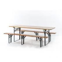 Set birreria tavolo 220x70cm e due panche 220x25cm con 3 gambe pieghevoli per feste giardino grigliate sagre