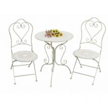 Set da esterno 1 tavolo e 2 sedie in acciaio e marmo Classic Line