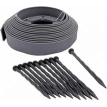Nature - Set Bordatura da Giardino H5 cm x 10 m con Ancoraggi Grigio Grigio