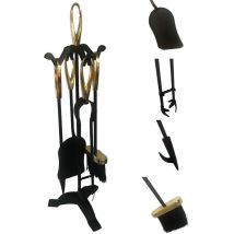 Set 4 accessori per camino e stufe con impugnatura ottonata Teporus Ellisse 19PB