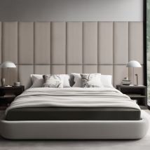 [neu.haus] - Set Carpino di 2 Pannelli Murali Imbottiti Rivestiti in Tessuto Velluto Grigio Chiaro 90x30 cm