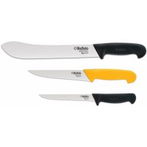 Set Coltelli 3 Pezzi Per Scannare Disosso E Scimitarra Bufalo Kit Bbq