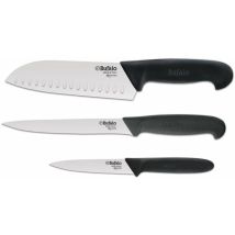 Set Coltelli 3 Pezzi Per Tritare Sfilettare E Spelucchino Bufalo Kit Chef Manico Nero