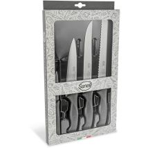 Linea Skin Confezione Coltelli Professionali Chef 4 Pz, Acciaio Inox - Sanelli