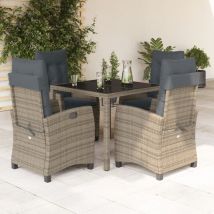 Avimac - Set comedor de jardín 5 piezas con cojines ratán sintético gris