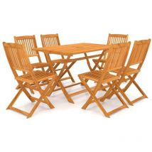 Juego de comedor de jardín plegable 7 piezas madera maciza de acacia