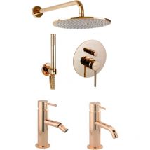 Gattoni Rubinetteria - Set completo bagno in colore oro rosa Gattoni Easy KITEASYRS4