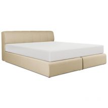 Vente-unique - Set completo boxspring Testata + Rete a doghe con led + Materasso 180 x 200 cm Tessuto Beige - otaru di ysmée