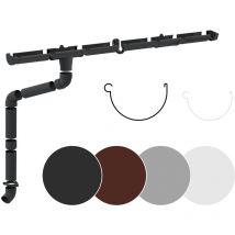 Set completo di grondaie per la pioggia Superfici del tetto 100m² PVC in 4 colori, RainWay130: Antracite, Set completo - 10 metri