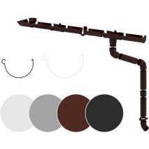 Rainway - Set completo di grondaie per la pioggia Superfici del tetto 100m² pvc in 4 colori 90: Marrone, Set completo - 12 metri