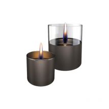 Set con 2 candele da tavolo ricaricabili Lilly 8 &10 Gun metal TenderFuel