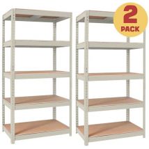 MBI - Set da 2 scaffali metallici 150x75x30 cm, color avorio