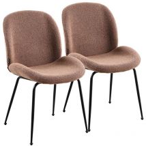 Set da 2 sedie design in tessuto bouclè marrone e gambe in metallo - Shell