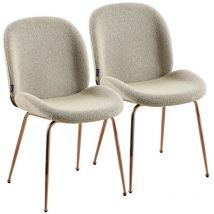 Set da 2 sedie in tessuto bouclè beige con struttura oro rosa - Shell