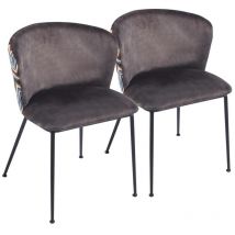 Set da 2 sedie in tessuto marrone con gambe in metallo nere - Charles