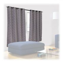 Relaxdays Set of 2 Curtains, 175 x 135 cm, Opaque & Darkening, Bedroom, Living Room, with Pattern, Blackout Blinds, Grey