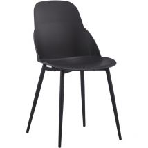 Set da 4, sedia paloma nera in pp e gambe metallo
