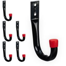 Set da 6 Ganci Porta Utensili, Parete, Attrezzi da Giardino e Officina, Fino 18 kg, in Acciaio, Nero Rosso - Relaxdays