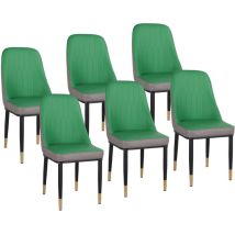 Set Da 6 Sedie Cucina Multicolore Ecopelle Piedi Dorati Vienna Verde