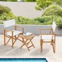 Set da Bistrot Capistrello Pieghevole in Legno di Eucalipto - Bianco Casa.pro