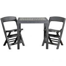 Set da giardino 'poker' in polipropilene colore antracite, 2 sedute e tavolo