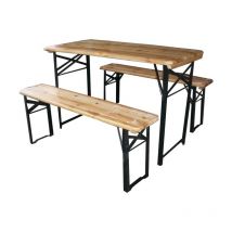 Set birreria da giardino Eurogarden in legno con tavolo e panche pieghevoli, 200x70 cm